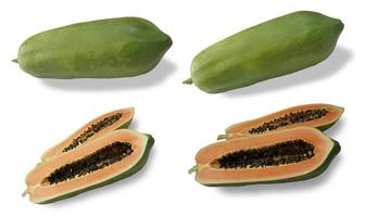 papaya fruit with seeds isolated on white background. photo