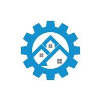 diseño de vector de logotipo de casa de engranajes