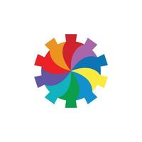 Vector gear logo design with multi colors range.