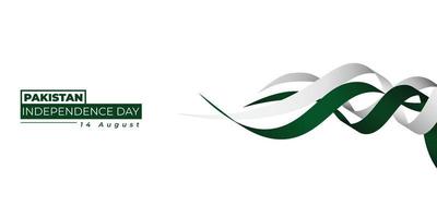 Pakistan Independence Day with simple flying ribbon design. vector