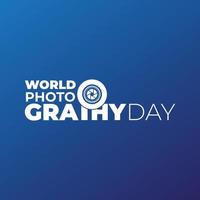 Typography of World Photography day with shutter design vector