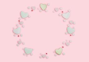 Element heart shape cycle frame for a gift card and background valentine day. Concept of love day 3D rendering illustration.