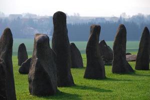 high granite stones in the grass photo