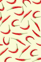 Red chili pepper on a yellow wallpaper background