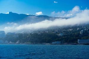 Seascape with a view of the coastline of Yalta, Crimea photo