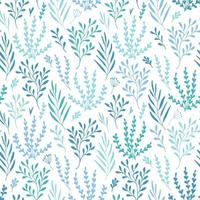 Vector seamless floral pattern. Delicate plants on a white background. Cute children's print