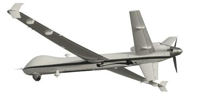 Unmanned Drone isolated on white background with clipping path. Elements of this image furnished by NASA. photo