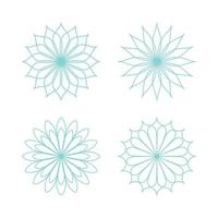 Set linear vector isolated ornament. A simple snowflake, a winter pattern. Contour blue flower. Pastiche