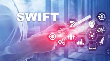 SWIFT. Society for Worldwide Interbank Financial Telecommunications. International Payment. Business background photo