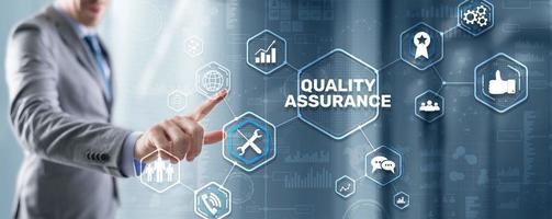 Quality Assurance ISO DIN Service Guarantee Standard Retail Concept photo