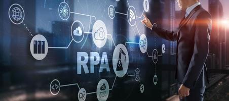 RPA. Robotic process automation concept on virtual screen photo