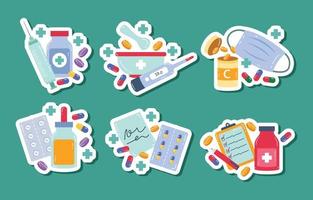 Medicine Sticker Set vector