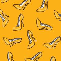 yellow high heels seamless pattern background vector