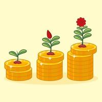 Money Coin gold growth plant invest profit finance vector
