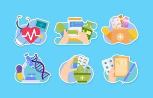 Modern Apothecaries Healthcare Stickers Set vector