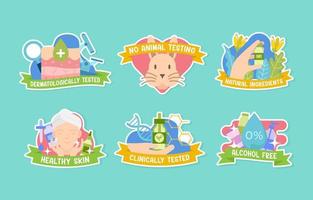 Beauty Skin Care Laboratory Stickers Set vector