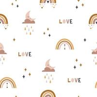 Cute boho rainbow seamless pattern. Creative childish print for fabric, wrapping, textile, wallpaper, apparel. Vector digital paper.