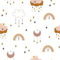 Cute boho rainbow seamless pattern. Creative childish print for fabric, wrapping, textile, wallpaper, apparel. Vector digital paper.