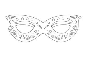 Ilustración de vector de lineal de máscara de carnaval. Página para colorear de contorno de disfraz. elemento de vestuario del festival.