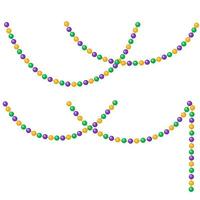Set of colorful beads vector illustration. Holiday decoration. Mardi gras symbol.
