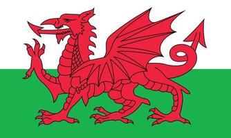 Wales flag with official colors. Vector illustration