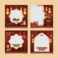 Set of Iftar Social Media Posts vector