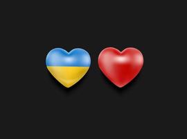 Hearts are red and yellow-blue. A symbol of peace and solidarity with Ukraine. Wish for peace and support, against war. On a dark background. Vector. vector