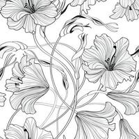 patrones sin fisuras florales. fondo de flores. textura transparente floral con flores. florecer línea arte fondo de pantalla vector