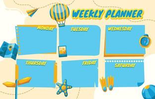 diseño de plantilla de viaje de planificador semanal vector