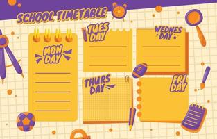 School Timetable Template Design vector