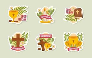 Holy Week Good Friday Sticker Packages vector