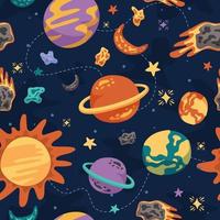 Celestial Bodies Seamless Pattern at Universe vector