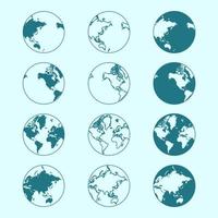 Earth World Map Filled Outline Negative Package vector