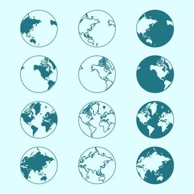 Earth World Map Filled Outline Negative Package