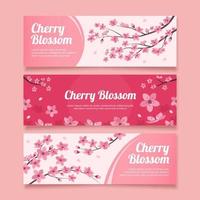 conjunto de banner de flor de cerezo vector