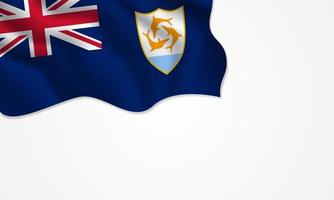 Anguilla flag waving illustration with copy space on isolated background vector