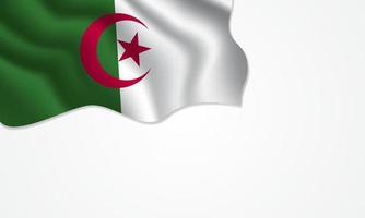 Algeria flag waving illustration with copy space on isolated background vector