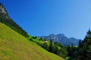 green landscape with mountains photo
