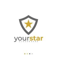 plantilla de vector de logotipo de estrella de escudo, conceptos de diseño de logotipo de estrella creativa