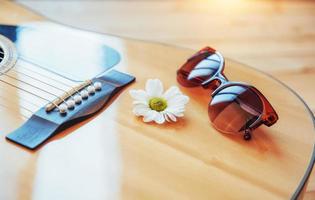 detail of classic guitar with shallow depth of field photo