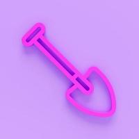 3d render of Showel line icon in trendy style. Stroke pictogram isolated on a colour background.3d illustration of Showel premium outline icon
