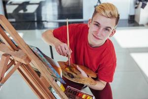 artist painting a picture in a studio photo