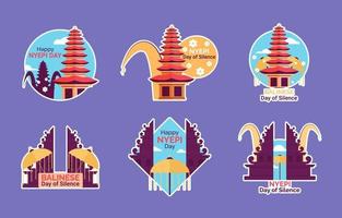 Nyepi Balinese Day of Silence Sticker Collection vector