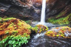 Fantastic landscape of mountains and waterfalls in Iceland. photo