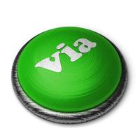 via word on green button isolated on white photo
