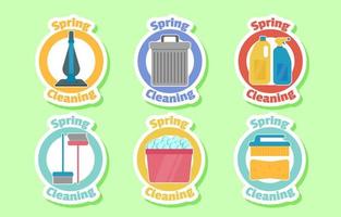 Spring Cleaning Sticker Set vector