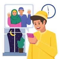 Ramadan Online Gathering Concept vector