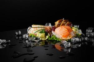 sushi on black background photo