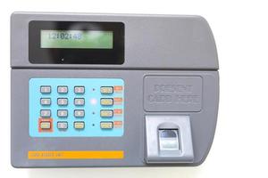 finger scan and card reader unit isolate on white background photo