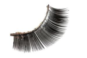 Use of  artificial eyelashes macro Isolated on white background photo